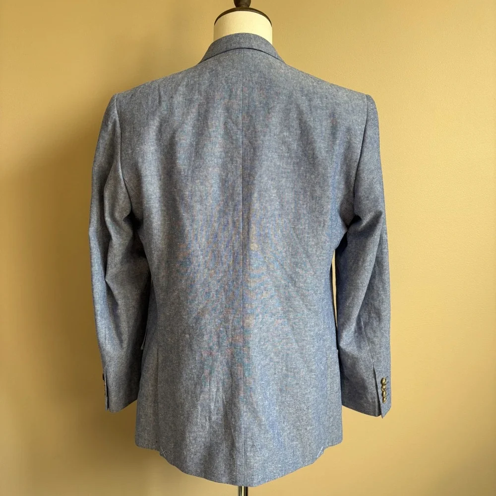 Stafford Sport Coat 40 Blue Linen Blend Classic Fit Signature Blazer RN93677 NEW